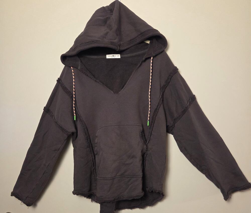 Natural Life Weekend Pullover Hoodie Womens S/M Brown Oversized V-Neck Boho